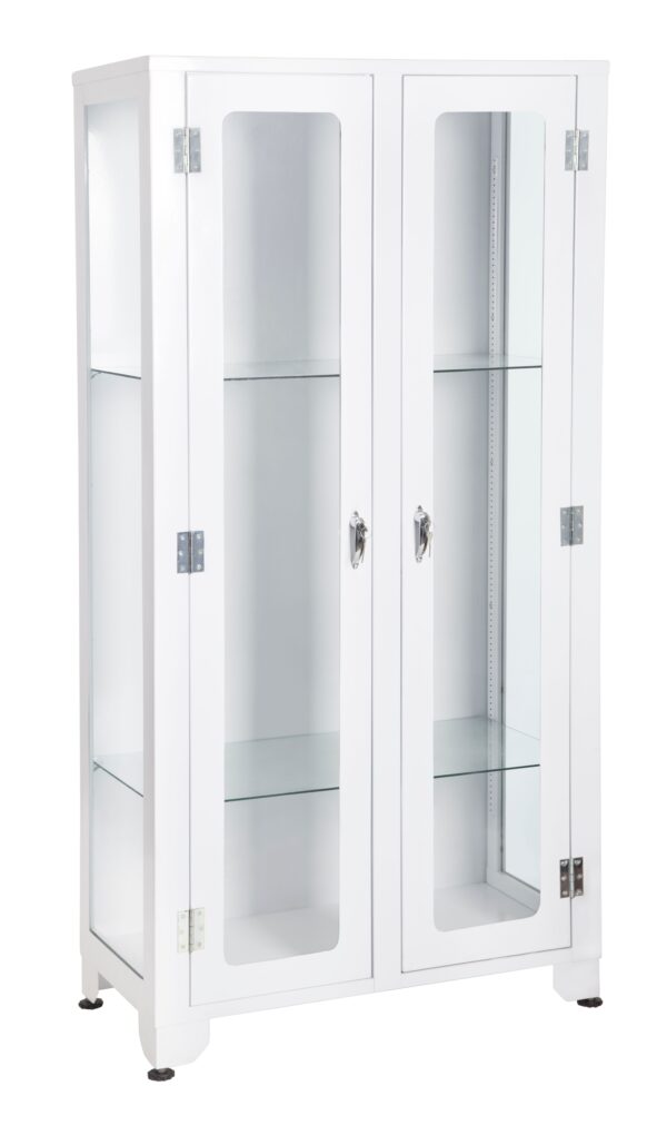 Instrument Cabinet Double Door with 2 Glass Shelves