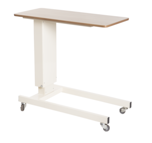 Overbed Table with Hydraulic Height Adjustment and Oak Top