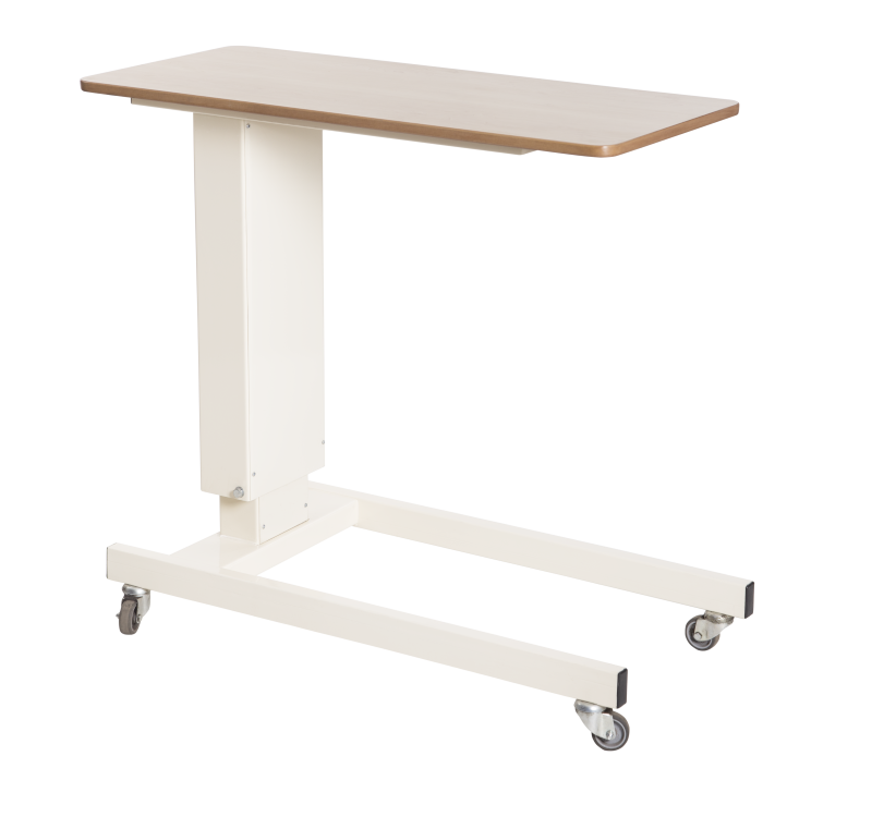 Overbed Table with Hydraulic Height Adjustment and Oak Top Overbed Table with Hydraulic Height Adjustment and Oak Top