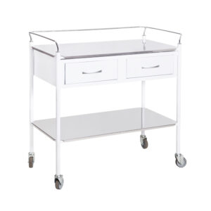 Trolley Anaesthetic Double Drawers Epoxy Coated With Stainless Steel Shelves